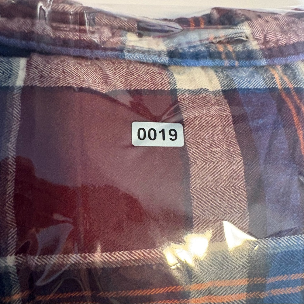 Abercrombie & Fitch Men’s XL Plaid Flannel Shirt Muscle Fit Burgundy Blue - Picture 6 of 6
